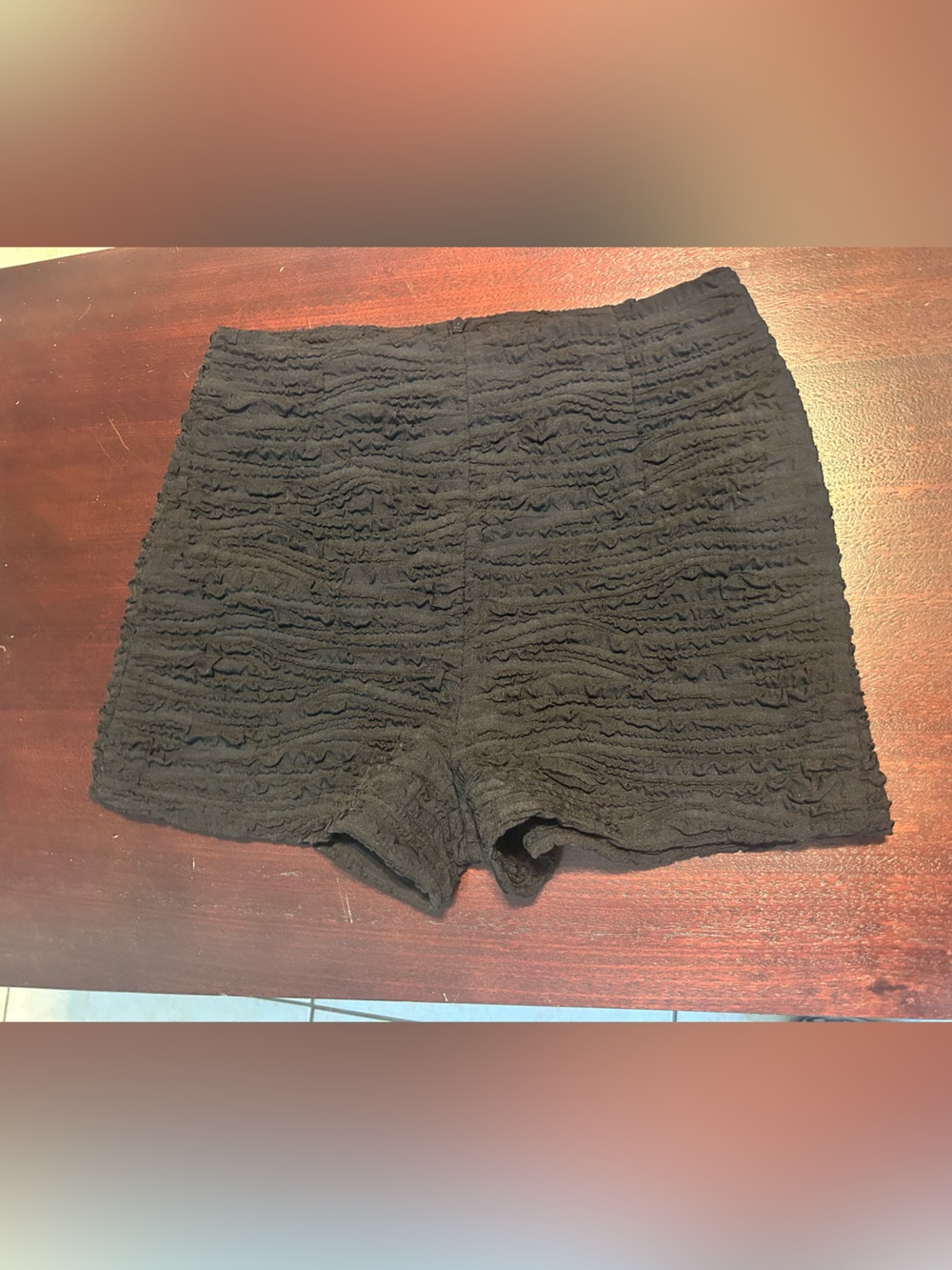 Zara Basic Black Textured shorts